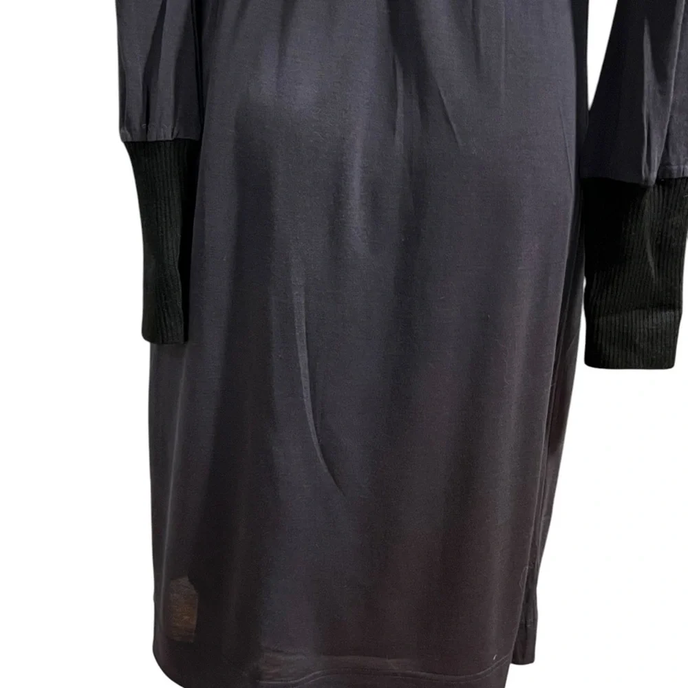 Tory Burch Blue & Black Gold Button Silk Cotton Blend Jersey Dress Size medium